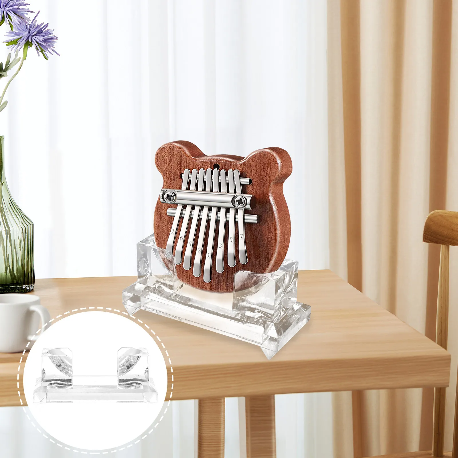 2Pcs Acrylic Thumb Piano Bracket Transparent Kalimba Stand Lightweight Portable Display Rack for Finger Piano Protection Decor