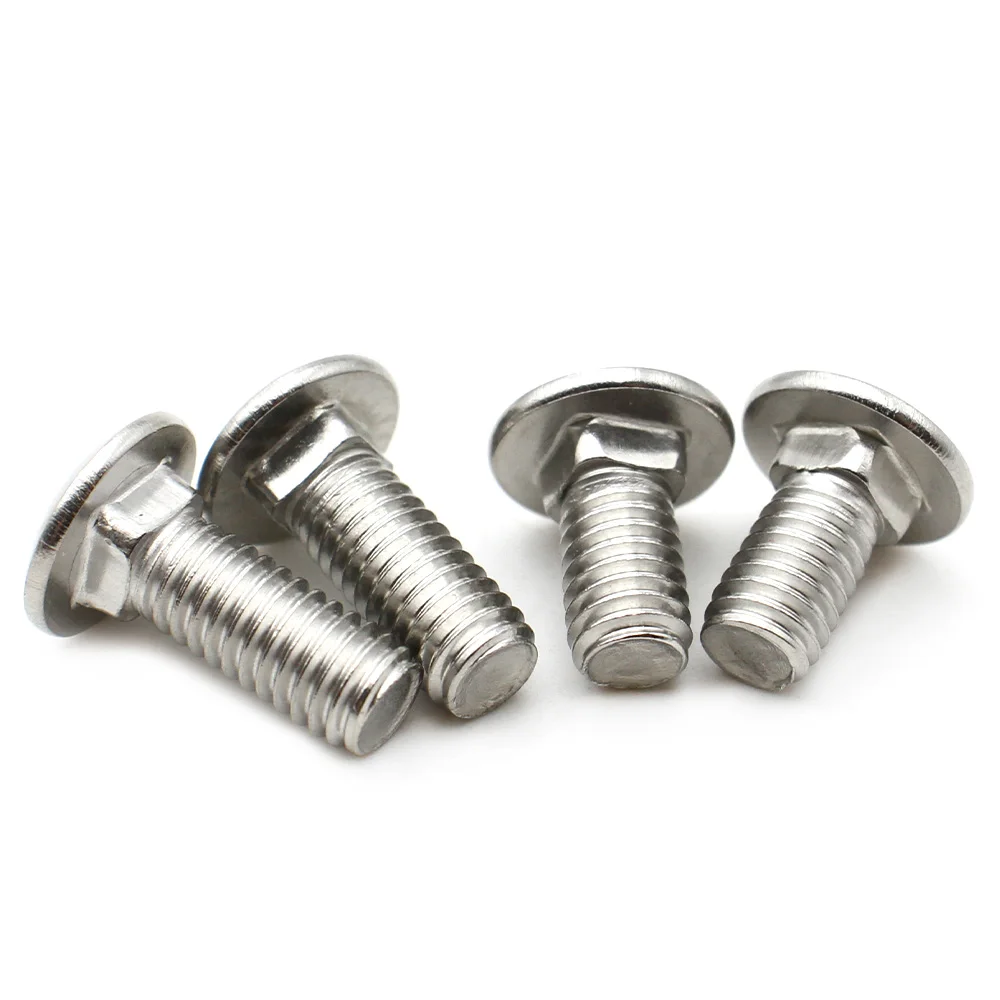 M3~M12 304 Stainless Steel Carriage Bolts – Round Head Square Neck Machine Screws for Shelf & Furniture