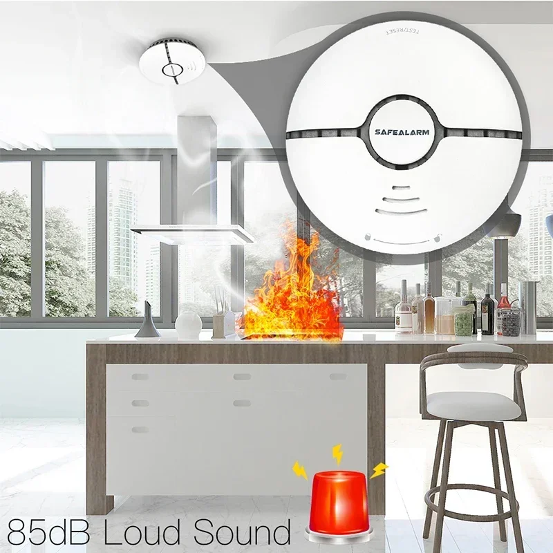 WiFi Smart Smoke Fire Alarm Sensor Detector Home Security System Battery-power Alarm Wireless Smart Life Tuya App Remote Control