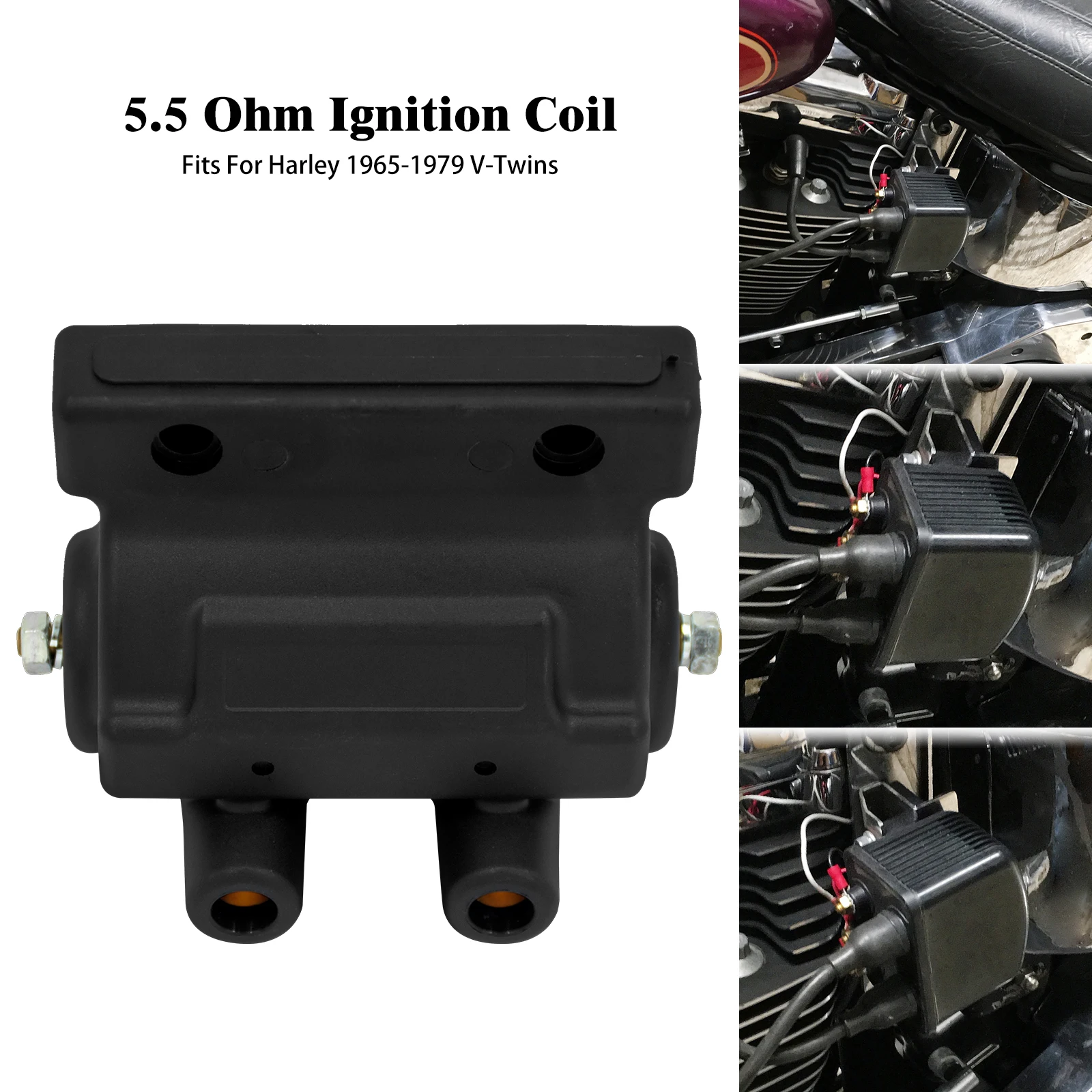 

Motorcycle High Power Two Wire Spark Coil Dual Fire Ignition Coil For V-Twins 1965-1979 Sportster XL Dyna Softail Touring FLHT