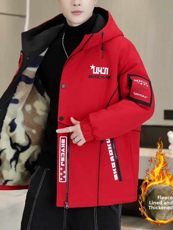 

Тяжелая мужская хлопковая куртка с капюшоном на подкладке, молодежный дизайн, модная теплая верхняя одежда, зимнее хлопковое пальто