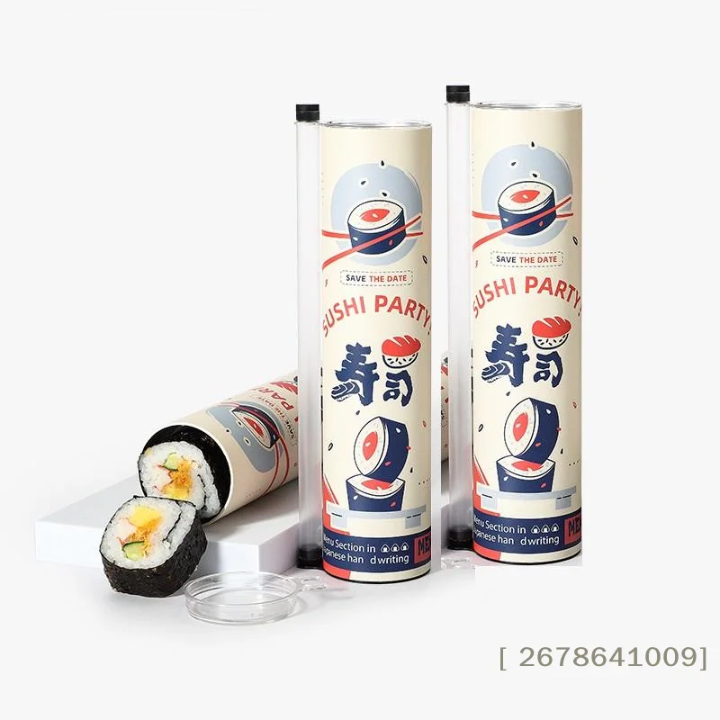 ⚑Round Sushi Push Box With Sauce Straw Food Grade Sushi Mold Cone Push Up Paper Bucket Packaging Paper Box Bento Accessories