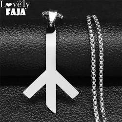 Viking Nordic Death Rune Letters Necklace Stainless Steel Long Algiz Psyche Necklaces Jewelry collares de acero inoxida 1369