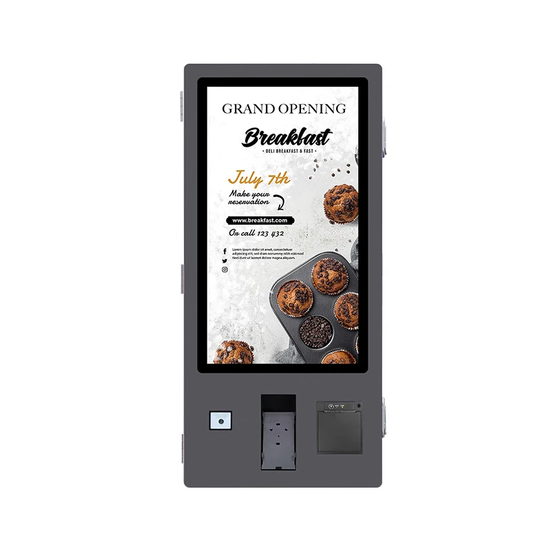Food Ordering Self Service Kiosk with Scanner Printer PC Restaurant Fast Food Self Ordering Kiosk Payment Machine Wall Mounted