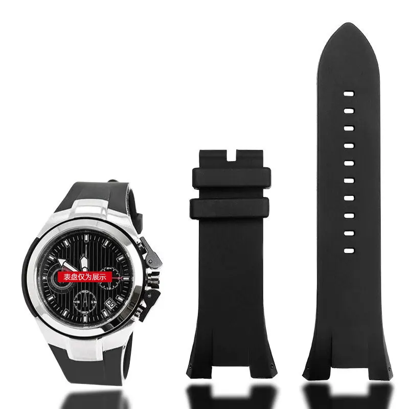 For Armani Silicone Watch Strap with AX1803/1802/1042/1050 Male Concave Watch Accessories 31 * 14 Black Without Buckle 31mm