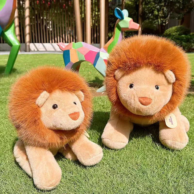 Kawaii 30cm Lion Plush Toys Super Soft Skin-friendly Sleep Companion Furry Realistic Animal Dolls Gifts For Friends And Children