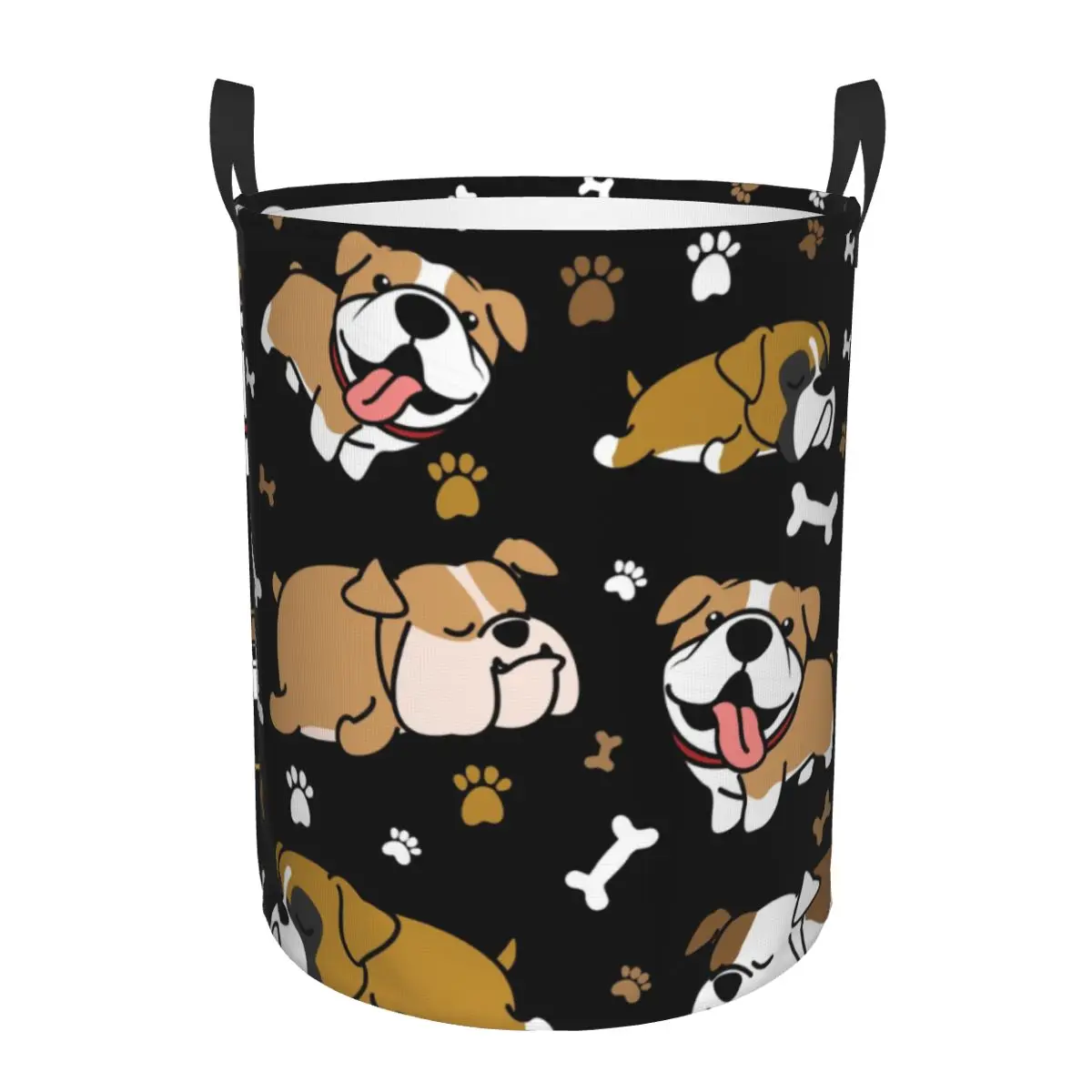 Cute English Bulldog Laundry Hamper Large Storage Basket British Pet Dog Lover Kids Nursery Toy Organizer