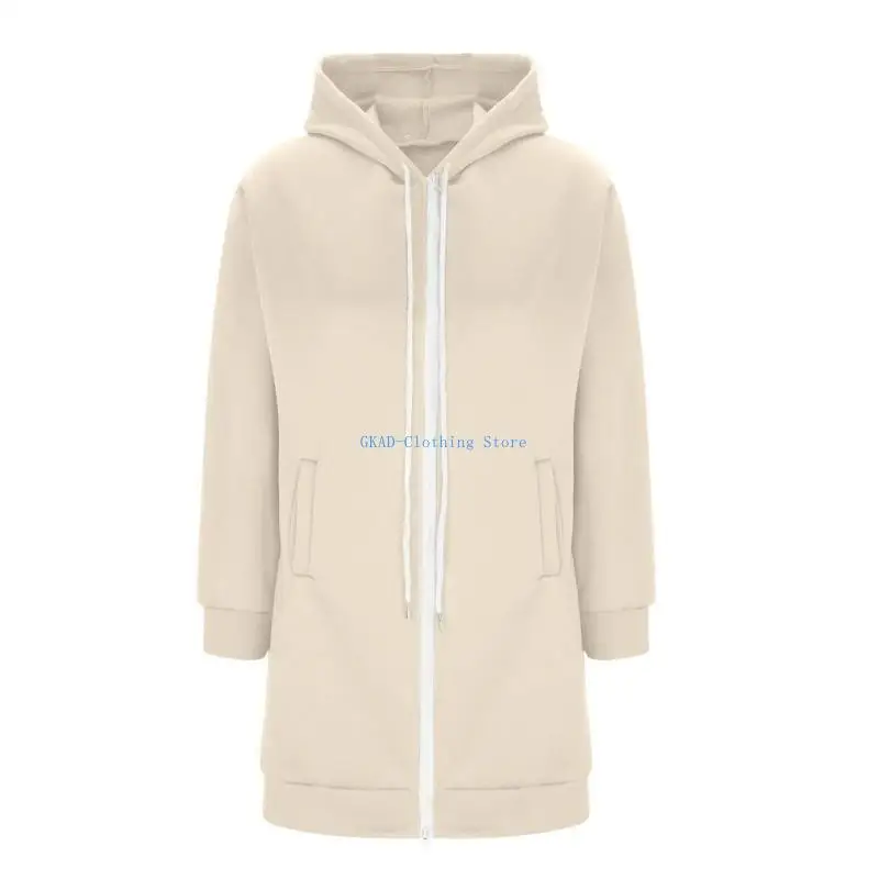 N0PE Womens Casual Hip Cover Hooded Top Stretchable Drawcord Design Sided Pockets Lightweight Layering Piece
