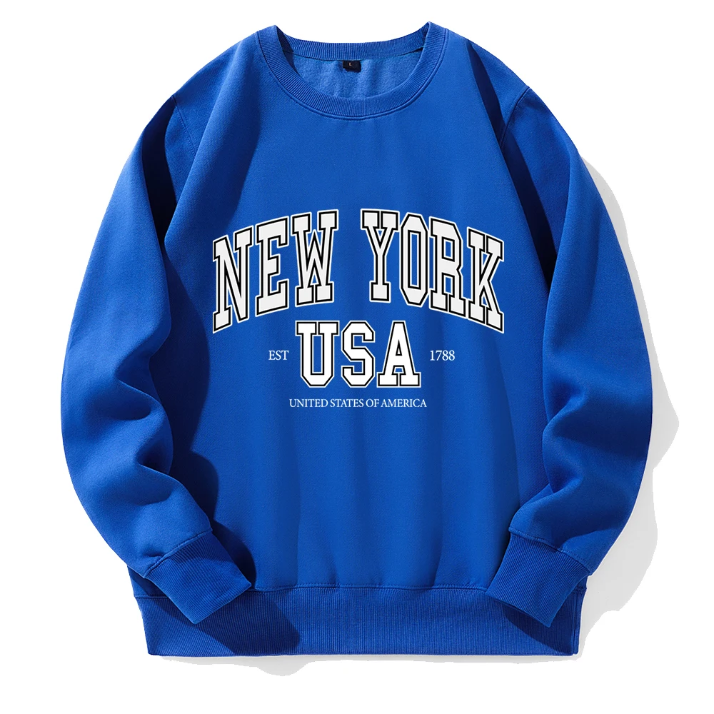 

New York Usa Est 1788 Street City Letter Hoodies For Men Loose Oversized Fleece Hooded Casual Sport Hoodie Street Fashion Top