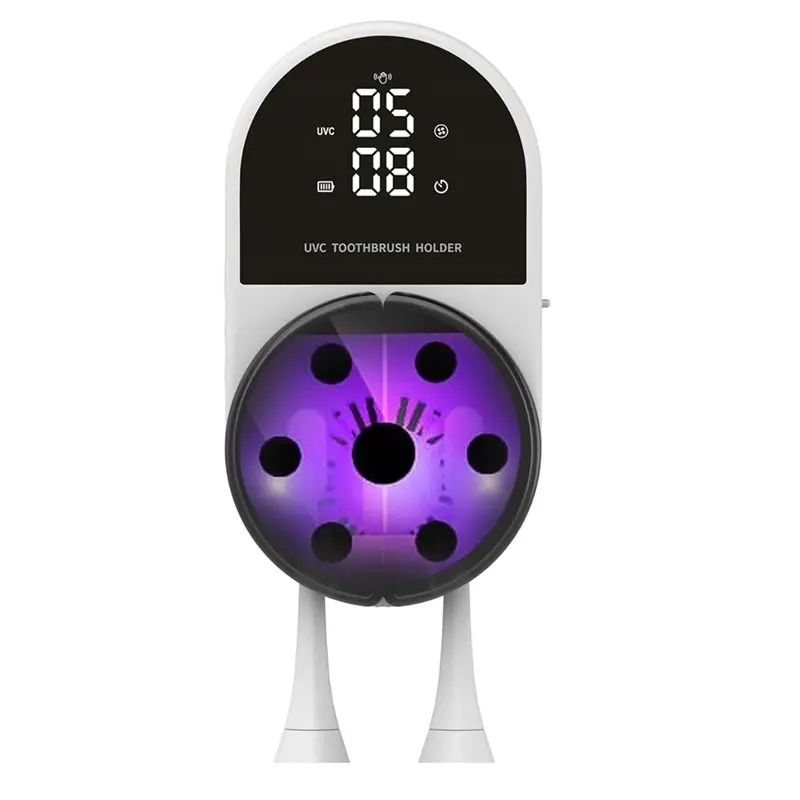 uncl-壁掛け式-uv-歯ブラシ除菌器-時計付き、自動センサー＆デュアルブラシホルダー-すべてのブラシに対応
