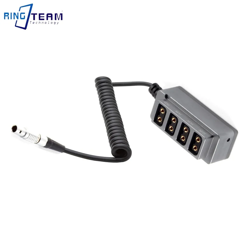 

12V-14.8V LED Light Coiled Cable 4/1 D-TAP DTAP Female Hub to 3Pin for LEMO Camera, Press Light Battery Type B Plug Splitter