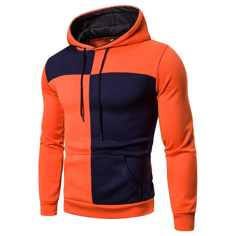 2024 autumn and winter men\'s casual hooded jacket, men\'s AliExpress European color block hoodie, men\'s