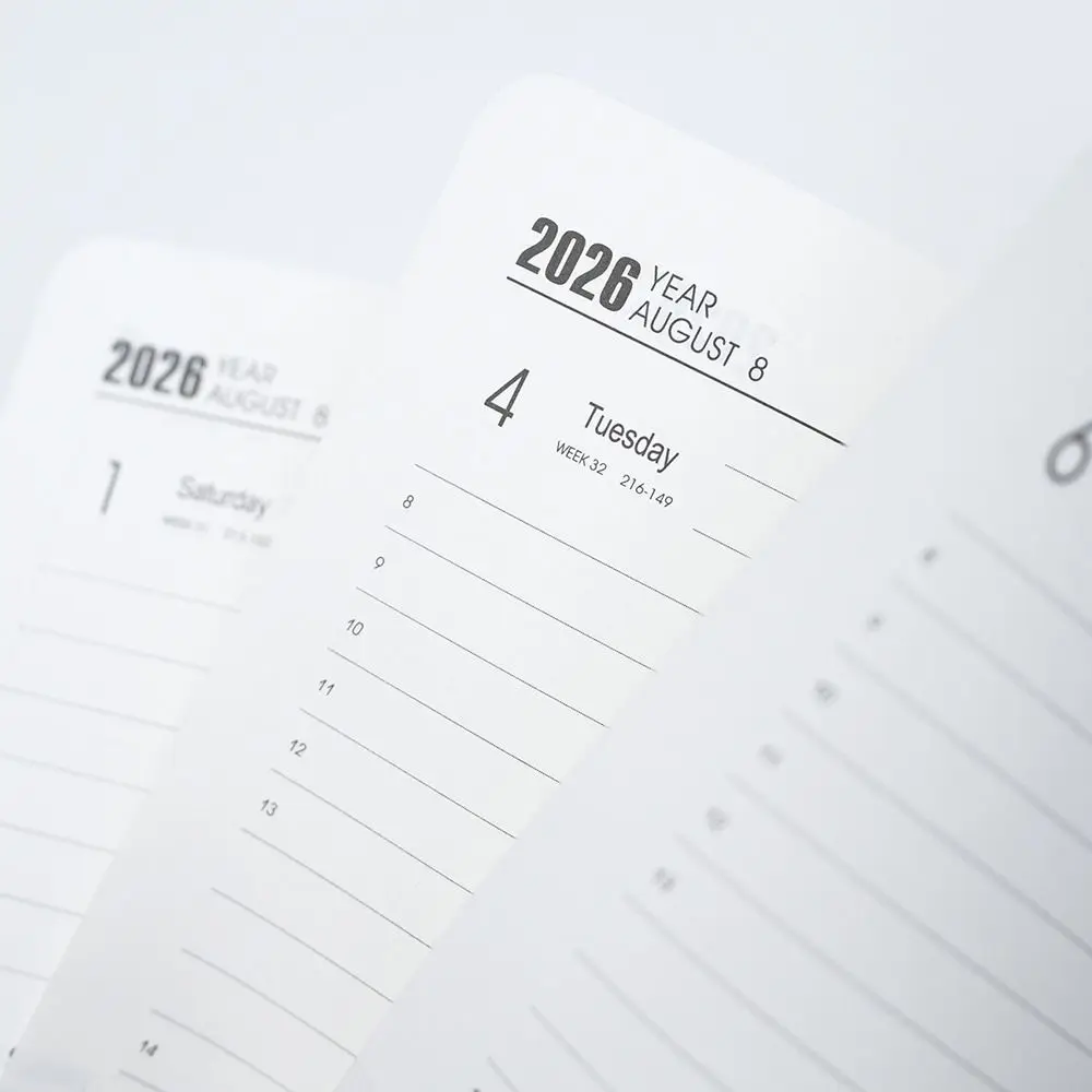 English 2026 Schedule Planner Notepad Wear-resistant Bookmark 365 Days Efficiency Notebook 12 Months Thick Paper