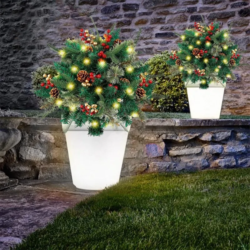 【人気商品】屋外パティオ用装飾ソーラープランター-2個入り-ソーラー式フラワーポットライト-防水led景観照明