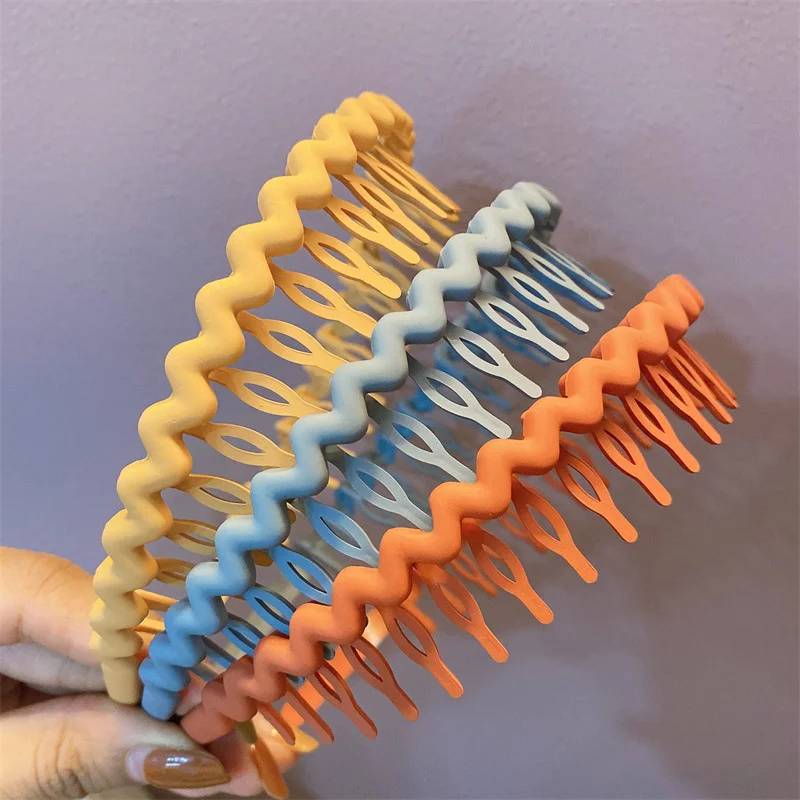 Korea Fashion Long Toothed Hairbands For Women Non Slip Hair Combs Solid Color Geometric Bezel Femme Hair Accessories Girls 2022