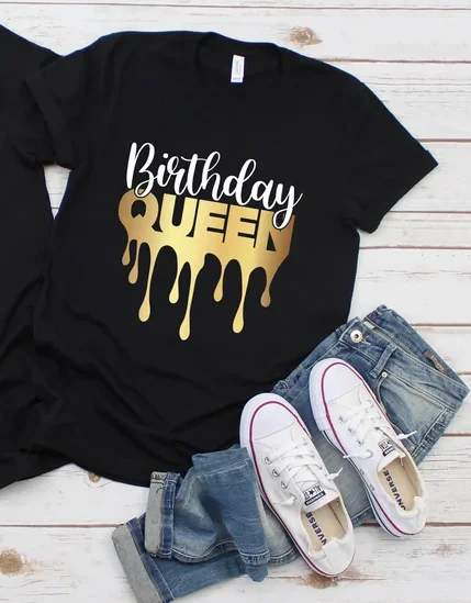 Bithday Shirt Queen Gifts Women Plus Size Cotton Lady Clothes Fashion O Neck Short Sleeve Tees Streetwear cotton Drop Shipping