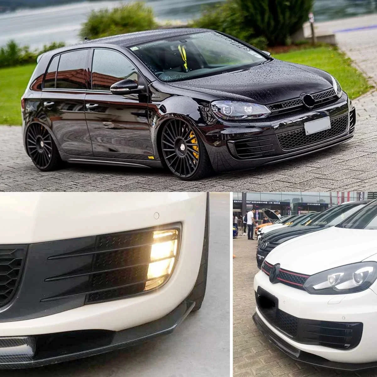 زوج سيارة الضباب ضوء الحاجب العين سكين الرياح الكسوة لشركة فولكس فاجن جولف 6 MK6 VI GTI GTD R R20 2008-2013 المصد الأمامي مصبغة الضباب المفسد #2