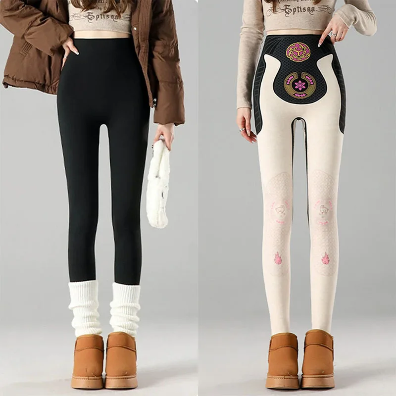 

Зимние флисовые леггинсы для женщин, толстые узкие эластичные термобархатные черные леггинсы с высокой талией, подтягивающие бедра, колготки для йоги