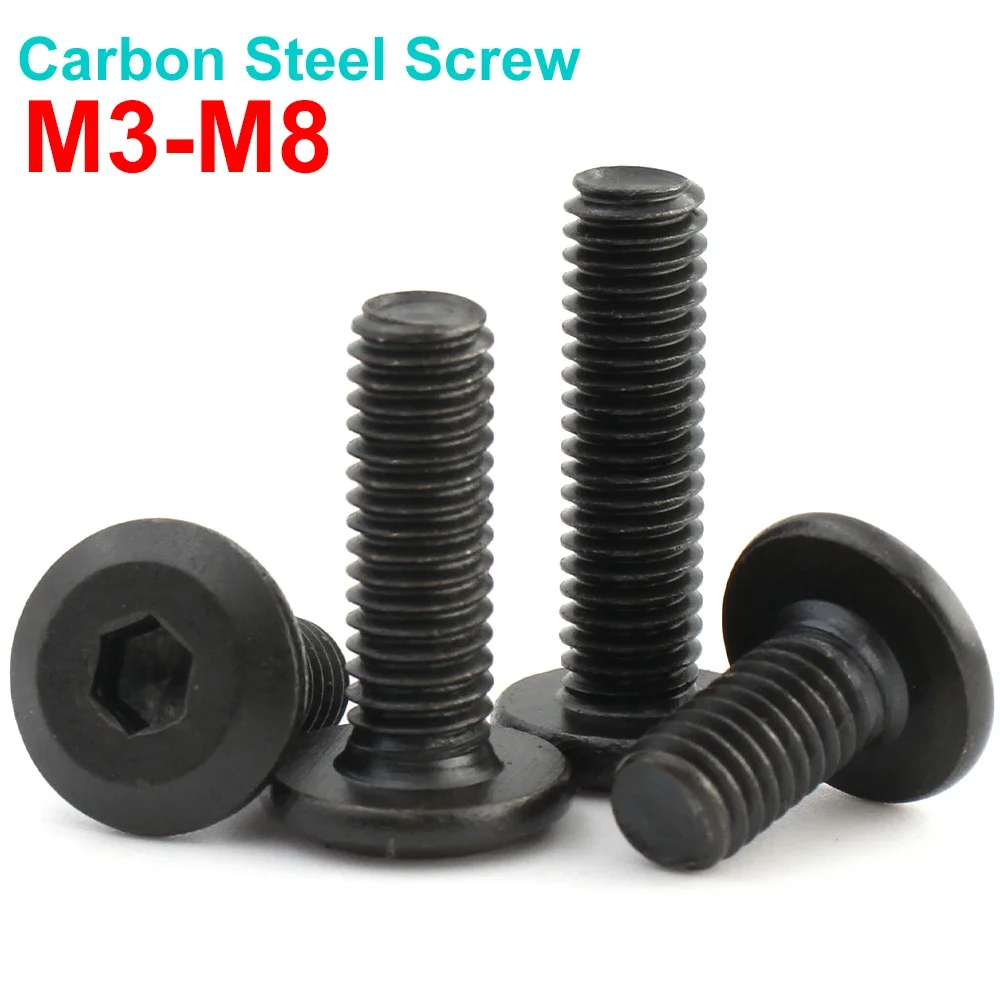 

10/ 20/ 50pcs M3 M4 M5 M6 M8 Black Carbon Steel Hypotenuse Flat Hex Socket Drive Screw Down Side Furniture Screws