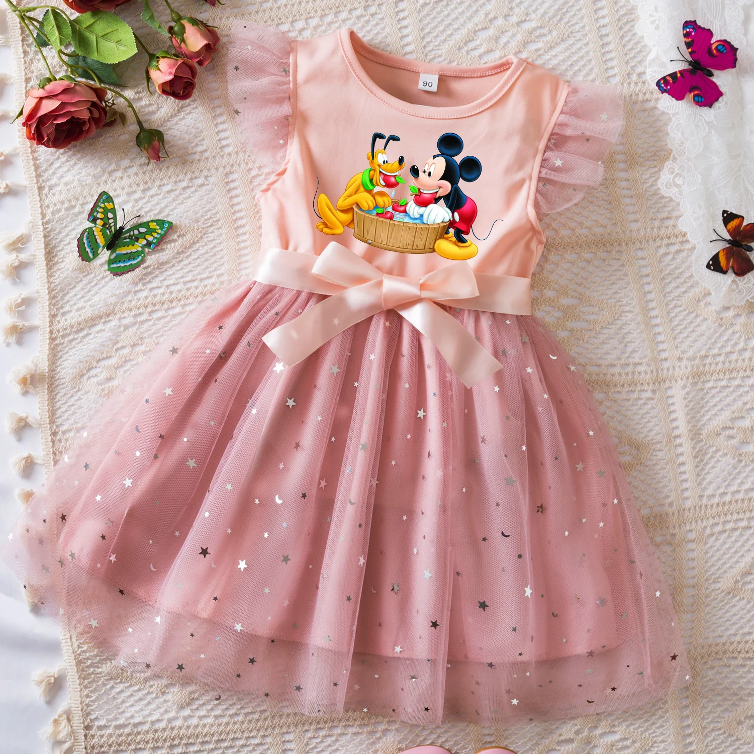 

Pluto Mickey Summer Toddler Girl Dress Princess Star Baby Girls Clothes Tulle Tutu Dress for Children Party Dress 2-6Y