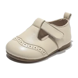 Zapatos de cuero antideslizantes para niñas pequeñas, zapatos informales de fondo suave, estilo Retro, primavera y verano