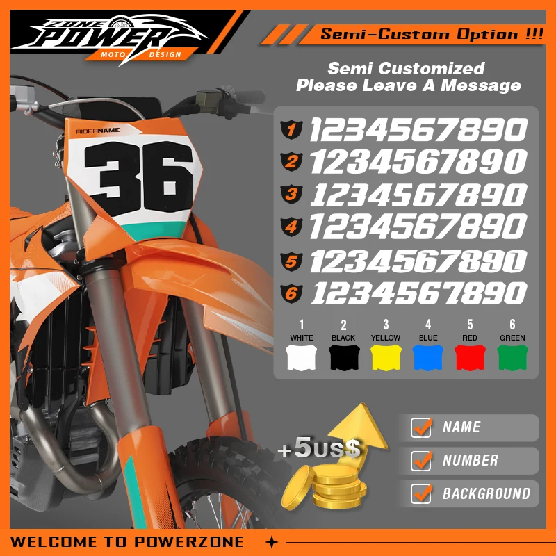 Powerzone Custom Number Name Full Set of CR 125/250 Stickers Graphics Background Decals Kits For Honda CR125 CR250 2000 2001