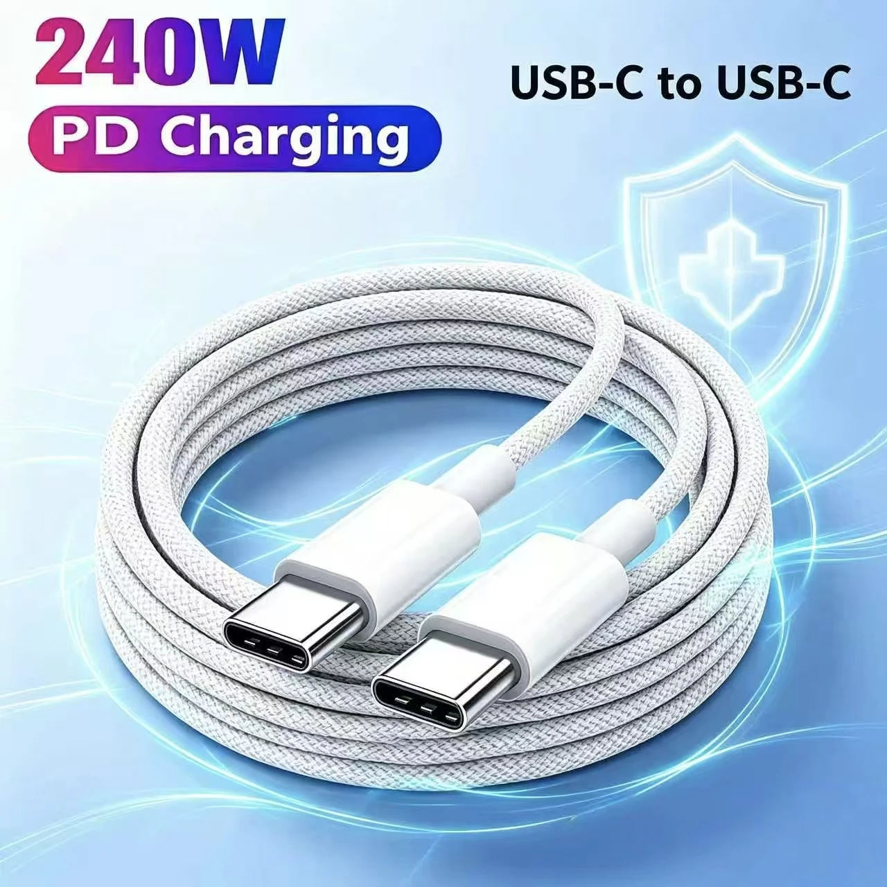 1-3pcs USB C to USB C Cable,240W Fast Charging Charger Cord Braided Charger Cable for iPhone 17/18 Pro Samsung/Laptops/iPad