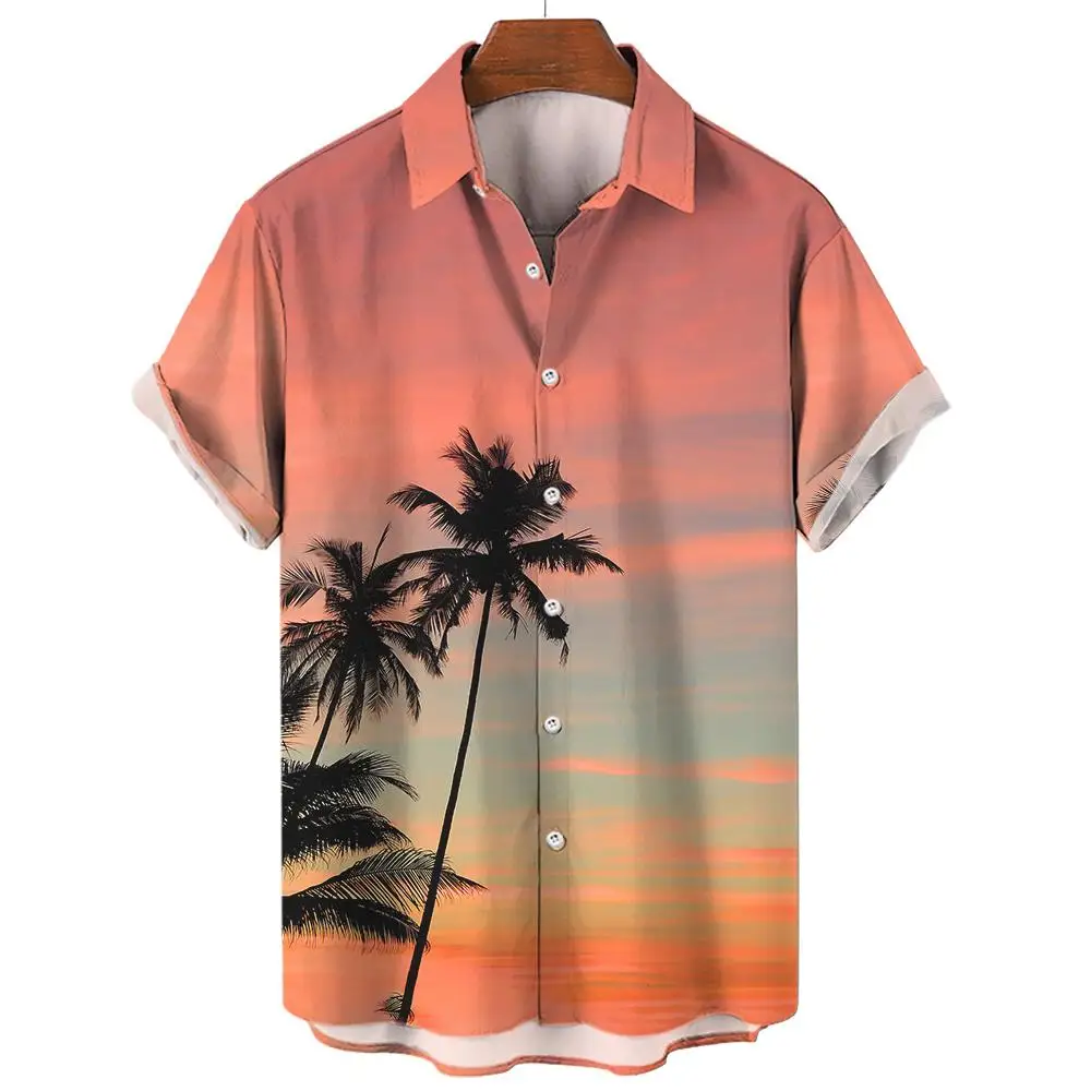 Hawaiian Shirt For Men Beach Tees Casual Tropical Short Sleeve Button Down Shirts 3D Printed Clothing for Men Summer Vacation