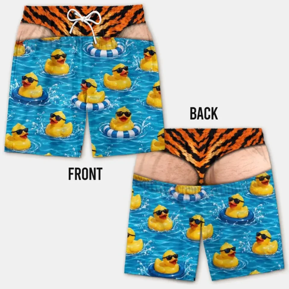 Lustige 3D-Shorts mit Haarigem Po-Print für Männer, Elastischer Kordelzug, Neuartige Badehose, Schnelltrocknend, für Poolparty und Urlaub, Größen S-6XL – Detail 9
