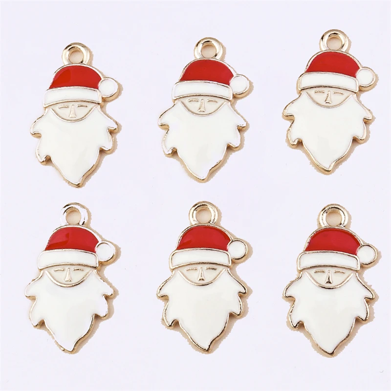 

Duarte 20Pcs/Lot Cute Enamel Christmas Santa Claus Charms for Jewelry Making Earrings Pendants Necklaces Bracelets Accessories