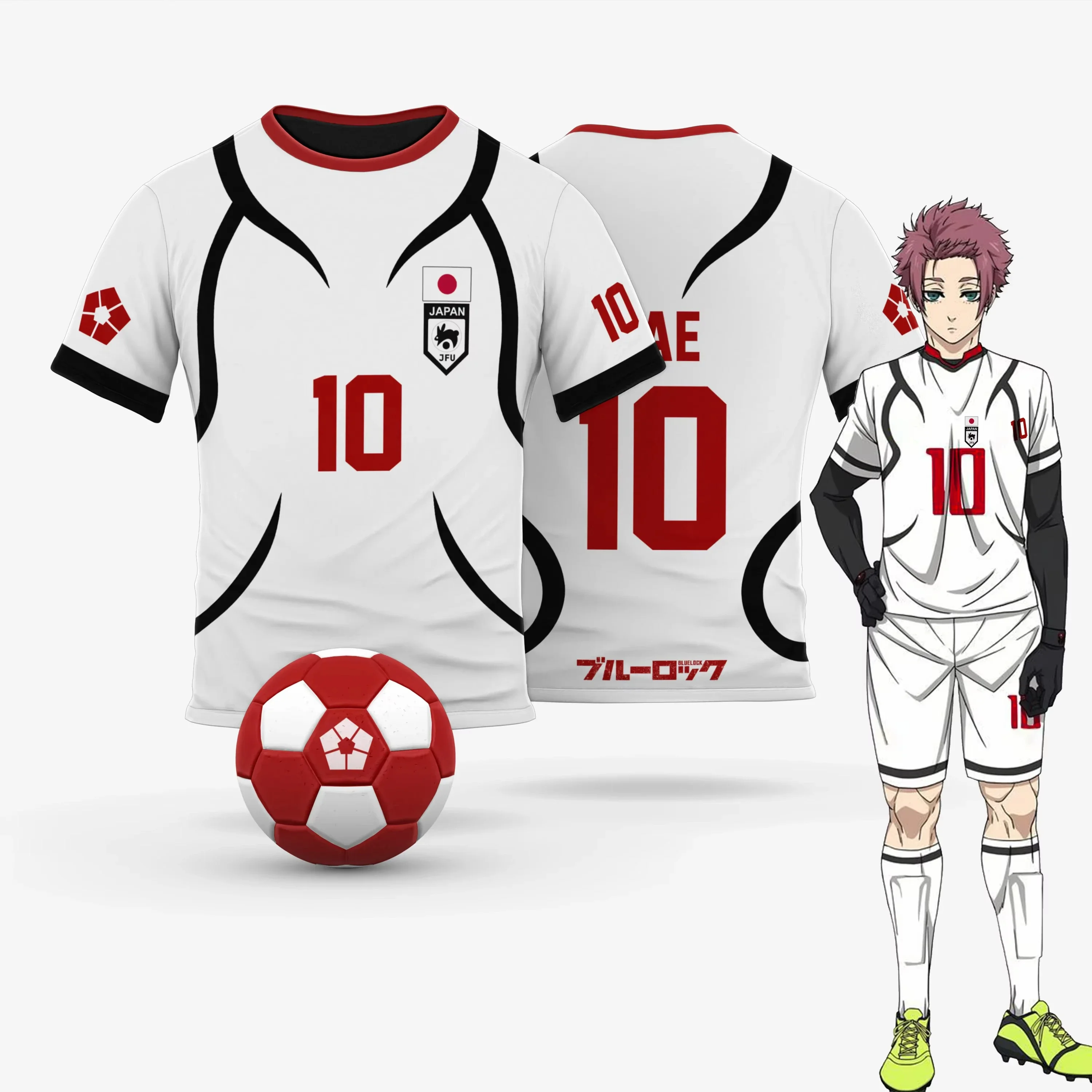 

Japanese White Anime Cosplay Men's Jersey Summer Short Sleeve T-shirt Top 2024