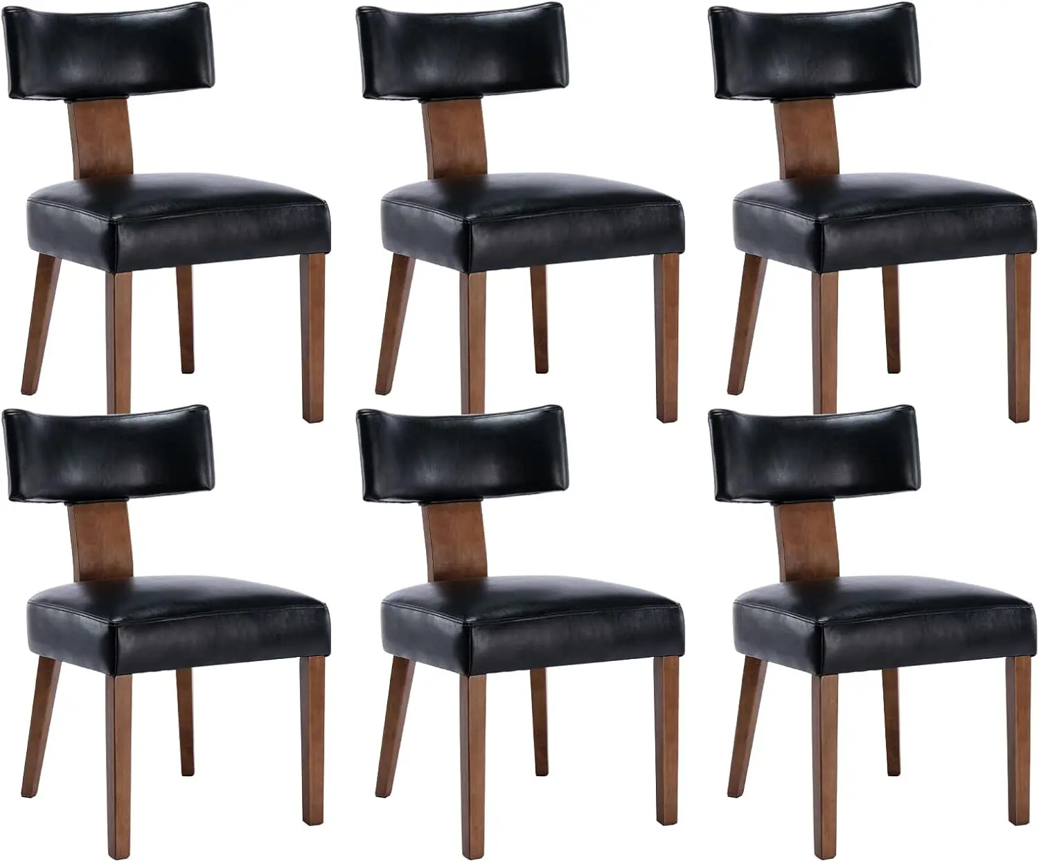 

Upholstered Farmhouse Dining Chairs Set of 6 Mid Century Modern Dining Room Chairs PU Leather Kitchen Chairs Armless