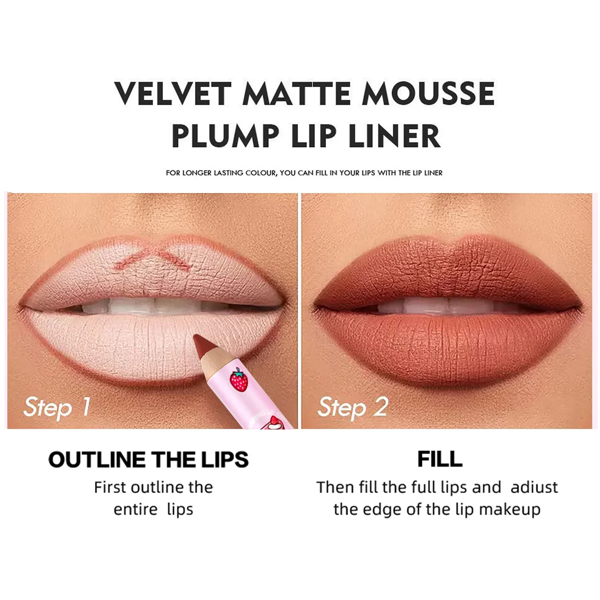 ลิปสติกเนื้อแมท 1 ชิ้นและปากกาลิเนอร์, กันน้ำ, ติดทนนาน, ไม่ติด, เบอร์รี่เฉดสีสำหรับทุกสภาพผิว, ดินสอแต่งหน้าสำหรับผู้หญิง