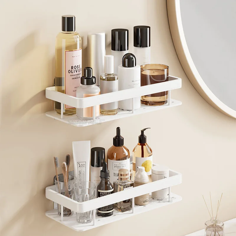 Bathroom Shelf Aluminum Alloy Shampoo Storage Rack Without Drilling Wall Mounted Shower Corner Shelves Bathroom Accessories