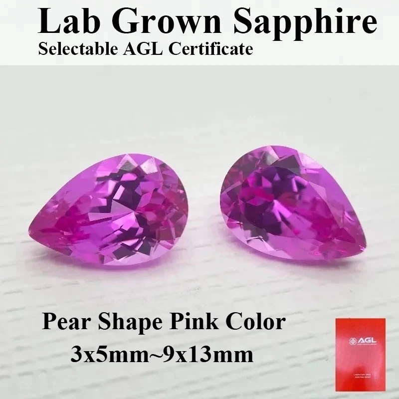 

Lab Grown Sapphire Gemstone Pear Cut Pink for Jewelry Making Lab Created Sapphire for Ring Setting Lab Grown Blue Sapphire