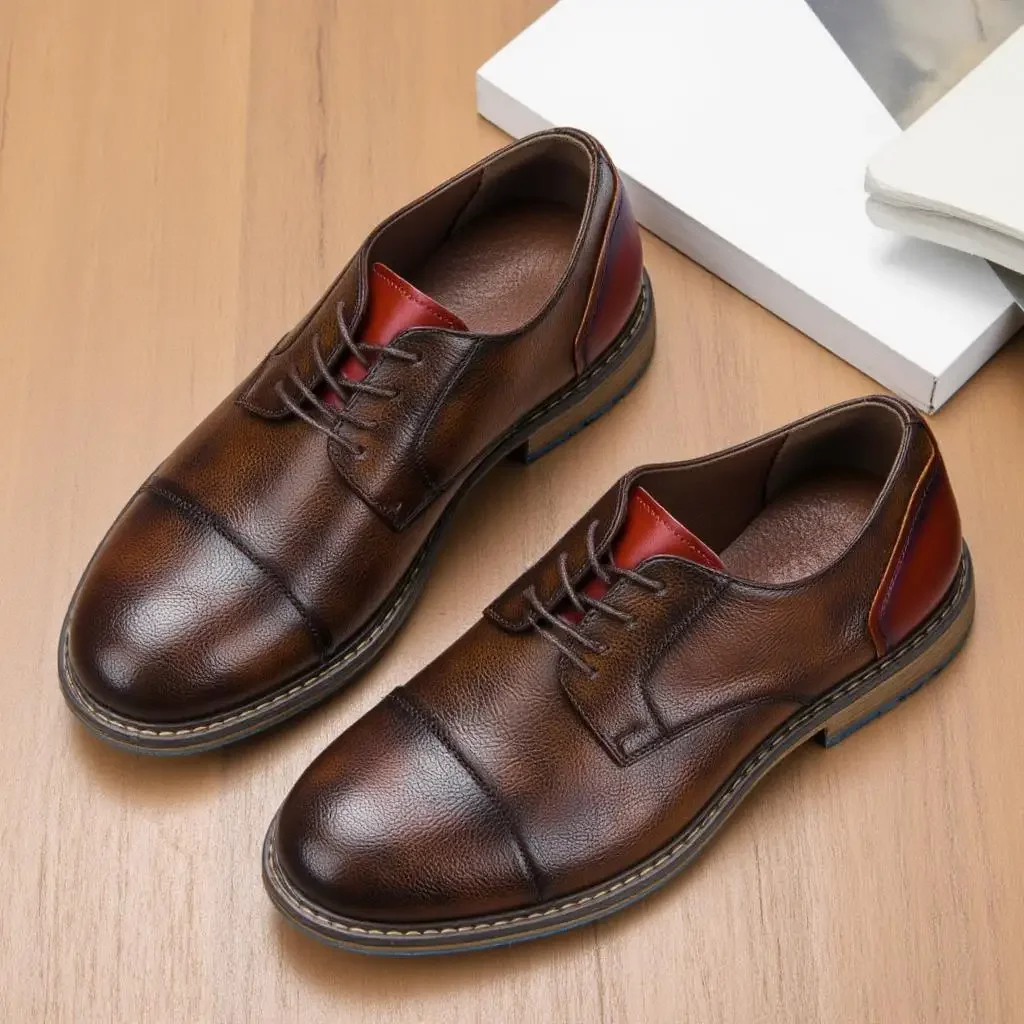

Pop2025 New Casual Shoes Retro Men's Derby Shoes Men Fashion Leather Shoes
