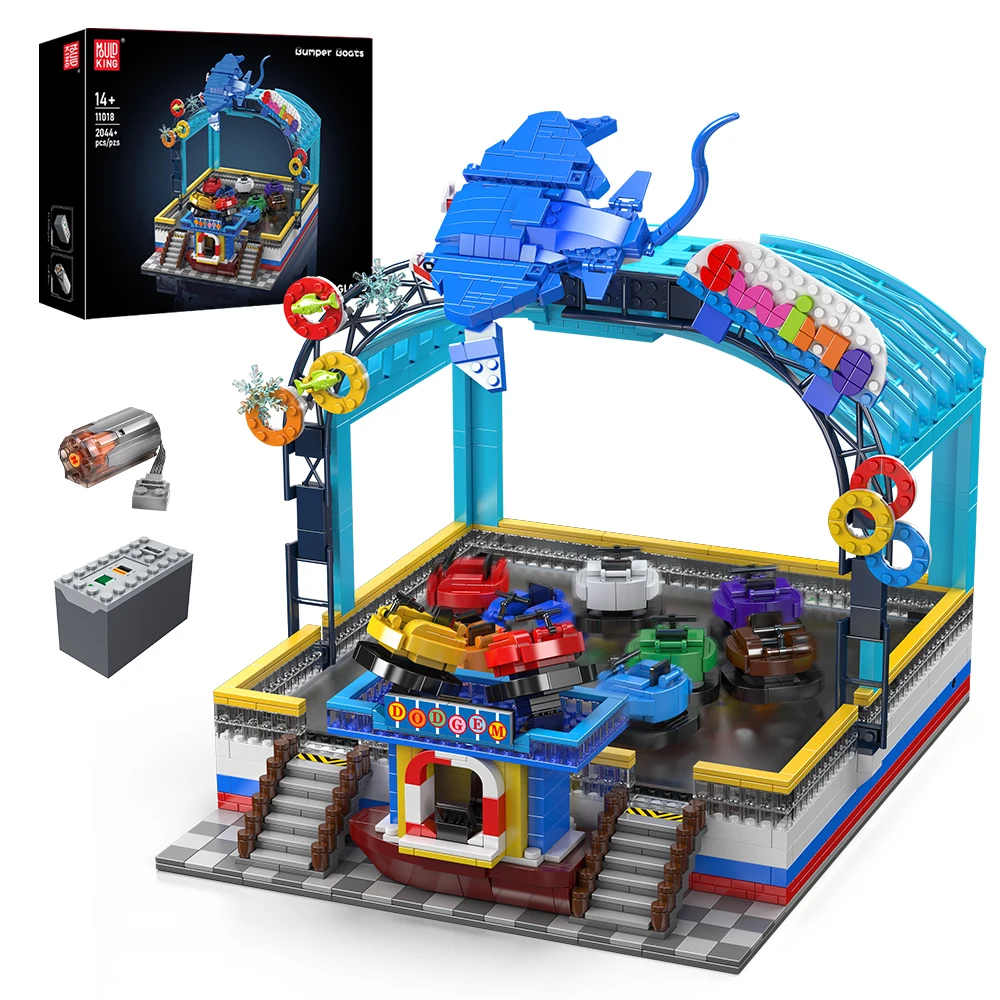 Mould King 11018 Freizeitpark-Spielzeug Die Motorisierten Bumper-Boote Baustein-Set Achterbahn Bausteine Kinder Weihnachtsgeschenk