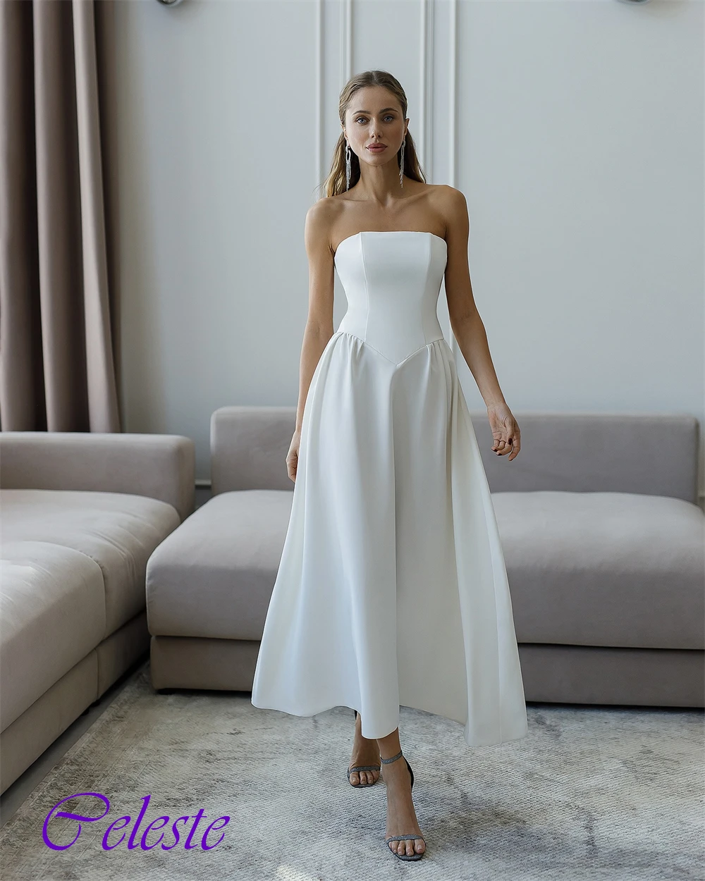 تخصيص حمالة أكمام جيرسي ألف خط الكاحل طول فستان سهرة مثير فساتين المناسبات الخاصة مزاجه فساتين حفلة موسيقية