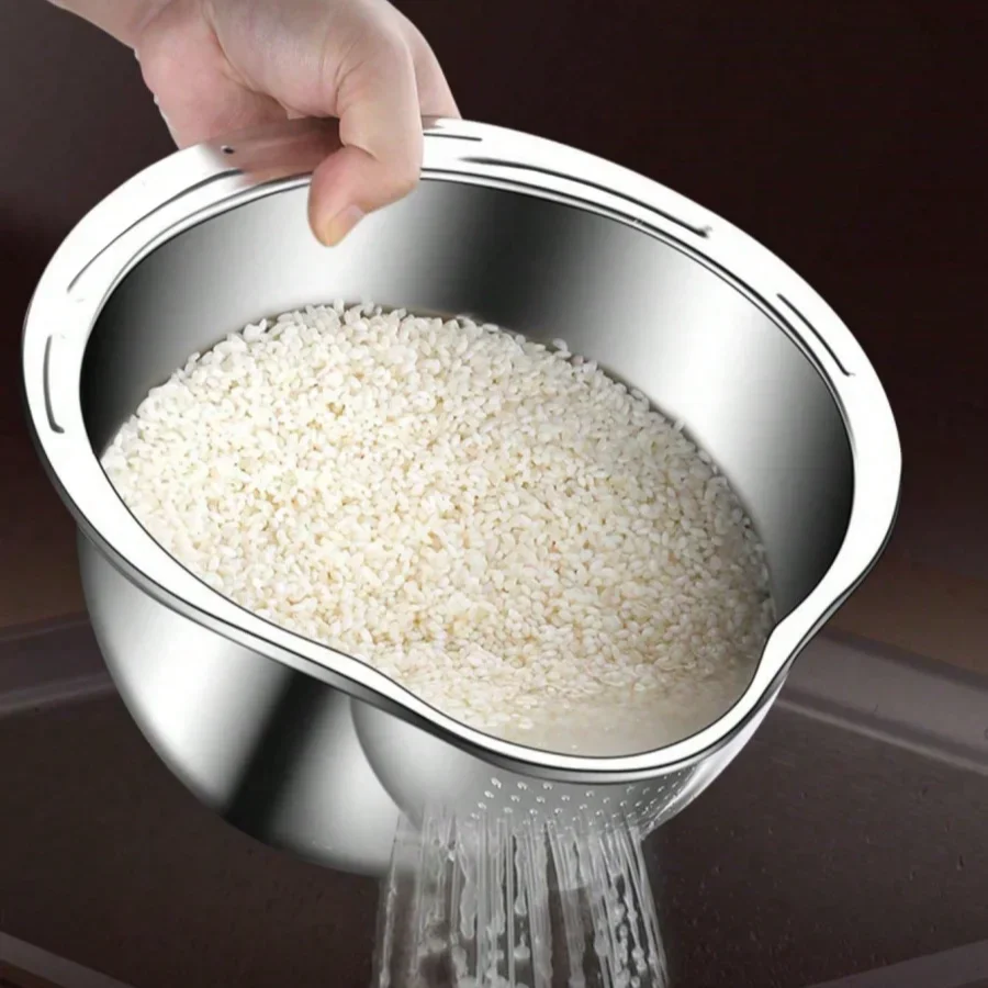 

for Kitchen Rice Vegetable Washing Basket Strainer Stainless Steel Bowl Tray Wash Basin Accessories Drain Basket
