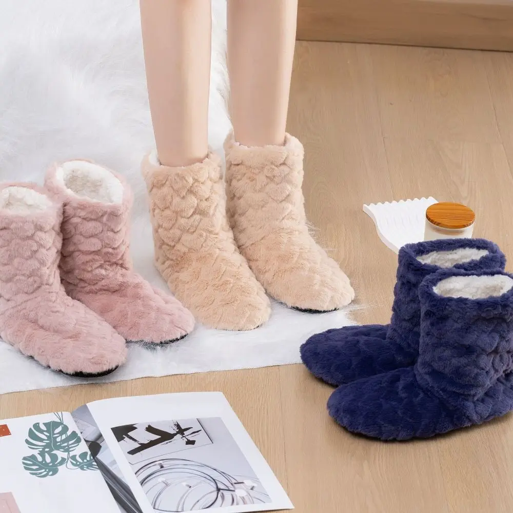 Hosiery Heart Fluffy Slipper Socks Women Soft Sole Fleece Floor Socks Winter Foot Warmer Indoor Shoes Men Women