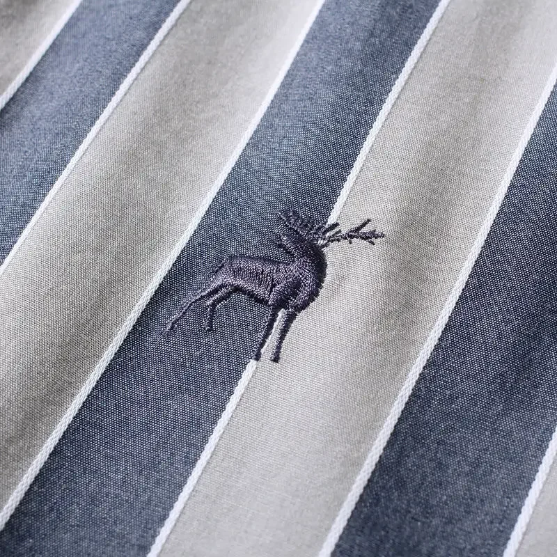 Męska koszula biznesowa na czas wolny Oddychająca bluzka w dużych rozmiarach Czysta bawełna Oxford w paski Haftowana koszula z długim rękawem Wiosna Jesień