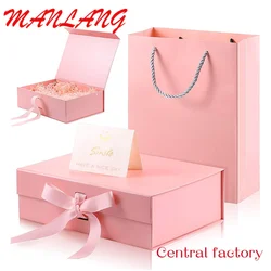 Custom  Cardboard Gift Box Luxury Box With Changeable Ribbon and Magnetic Closure Folding Big Gift Boxes Set