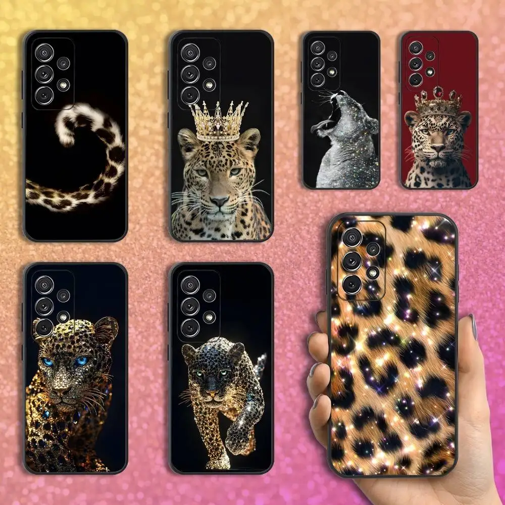 

Luxury Fashion leopard Print Phone Case For Samsung S25,S24,S23,S22,S21,S20,S10,Ultra,Plus,Lite,FE,Soft Silicone Black Cover