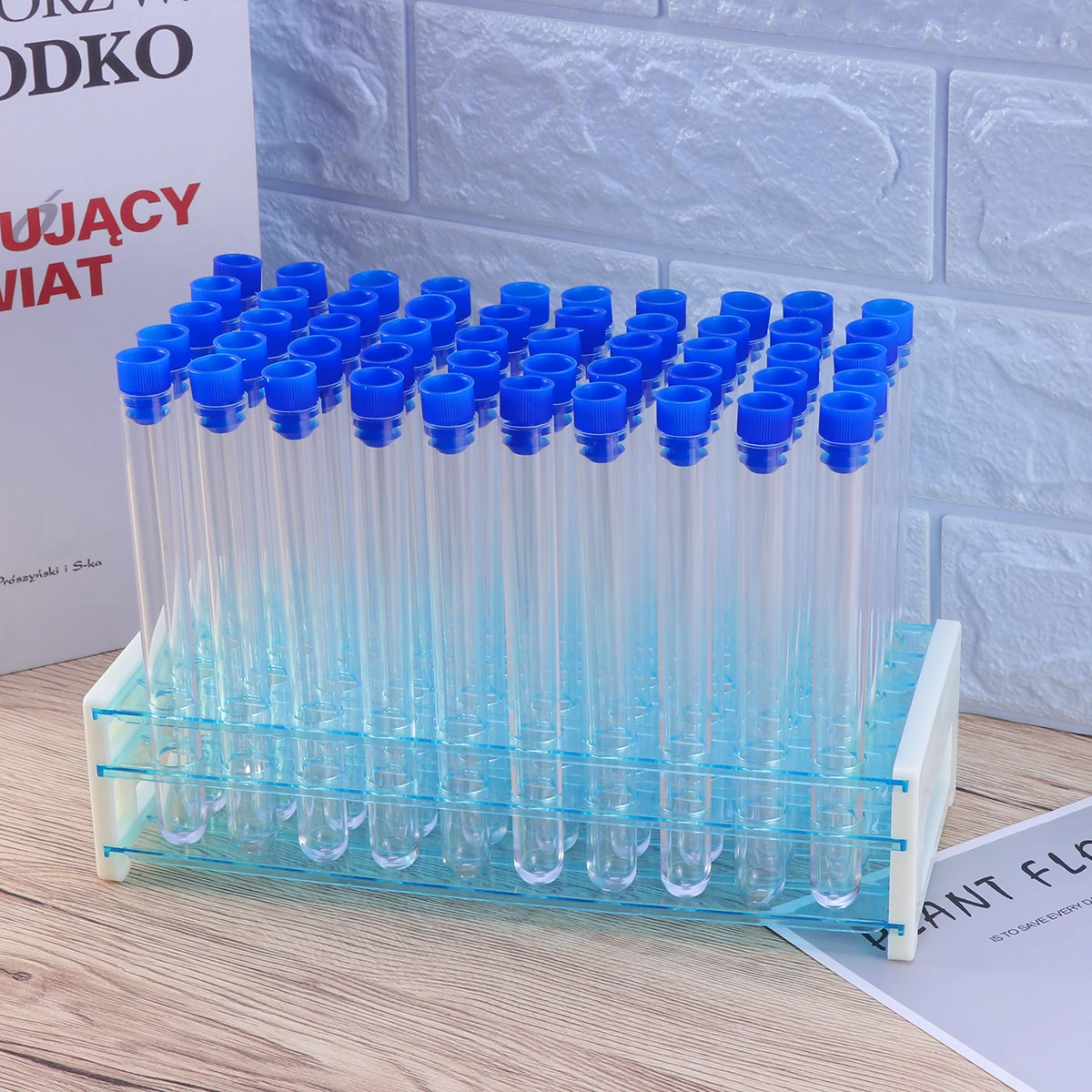 

50pcs Test Tube Kit Clear Plastic Tubes Cork Stoppers Good Seal for Science Experiment Storage Powder Liquid Grow Plants