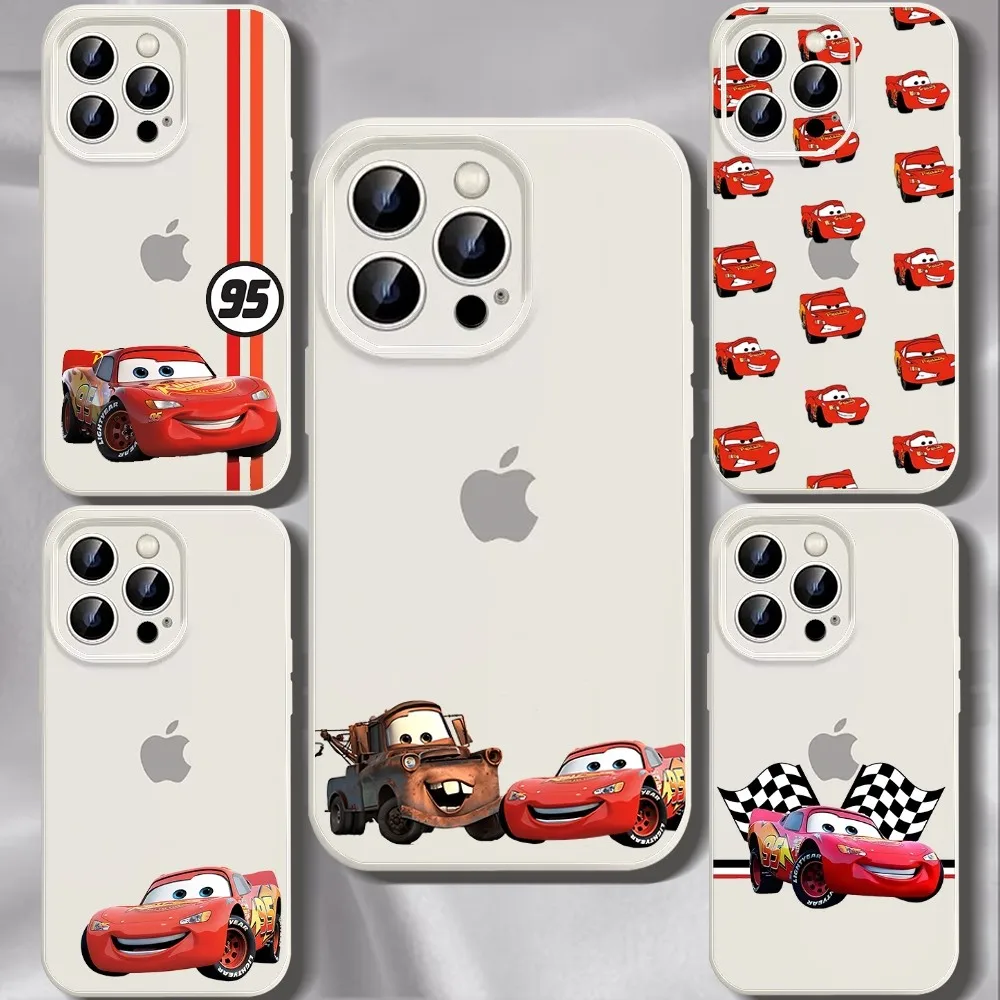 

Cars L-Lightning M-McQueen Phone Case For Iphone 11 13 14 15 16 Pro Max X Xr Xs Max Se2020 12mini White Cover Case