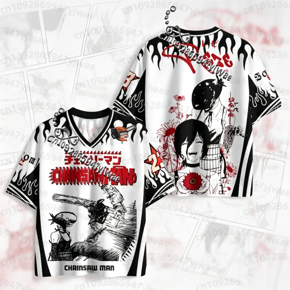 26 Sommer Herren Damen Kurzarm T-Shirt Anime Chainsaw Man Denji Makima Asa Mitaka Print Jersey Herren T-Shirt Herrenbekleidung – Detail 10