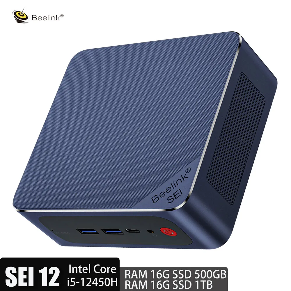 

Beelink мини-ПК SEI12 12-го поколения Intel i5 12450H 16 Гб DDR4 500 ГБ 1 ТБ SSD WIFI6 BT5.2 RJ45 DP1.4 игровой настольный компьютер ноутбук