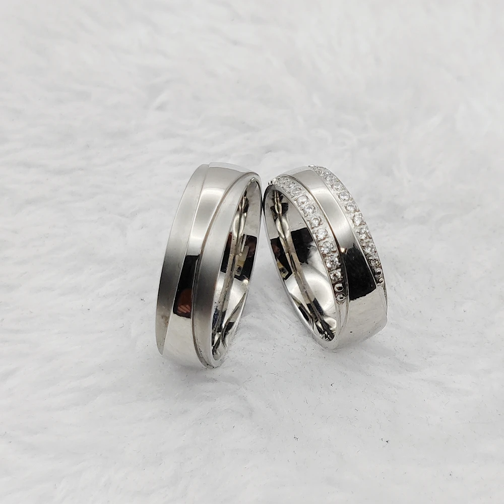 Luxury Trendy Jewellery Wedding Rings Couple Cubic Zirconia Ring  Engagement Rings For Man and Wife No Rust No fade