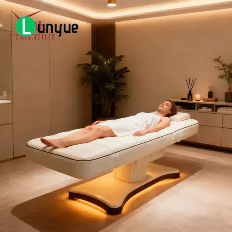Electric Beauty Massage Table Adjustable Facial Bed for Spa Clinic Cosmetologist Portable Foldable Treatment Workbench
