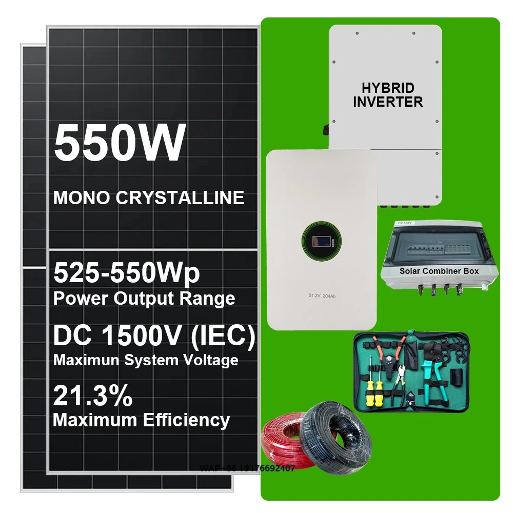 5KW Solar Hybrid Grid Tied Off-Grid Photovoltaic System with Lithium Ion Battery and Mono Panel Hybrid Inverter
